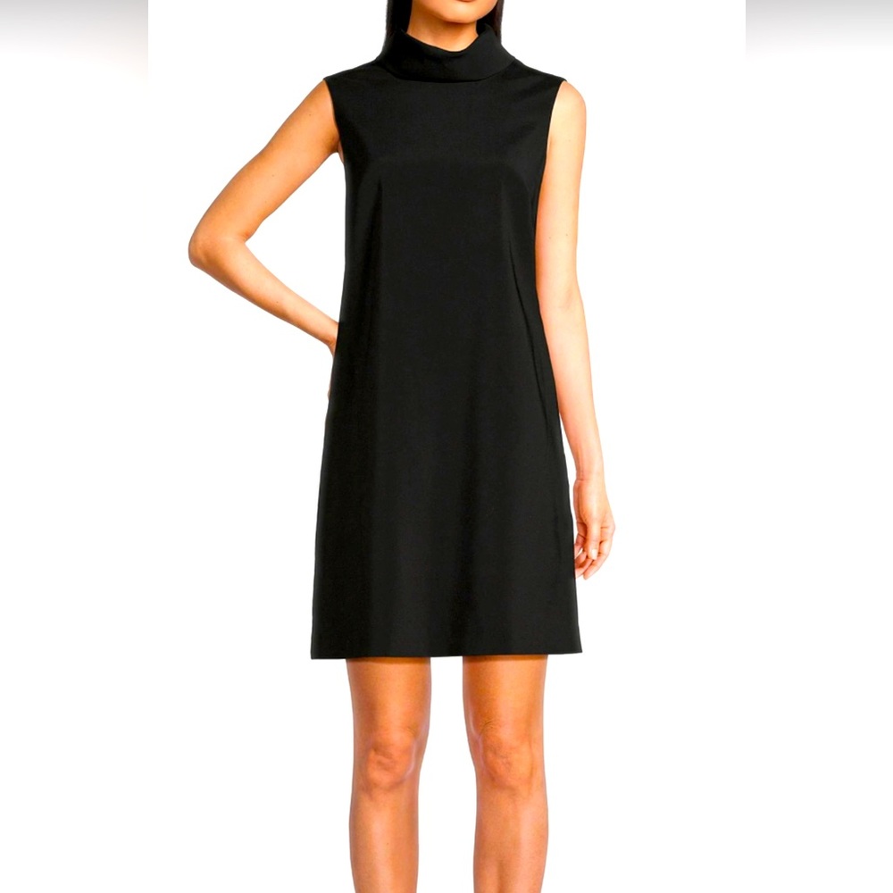 Elegant Alex Marie Black Sleeveless Dress with roll collar